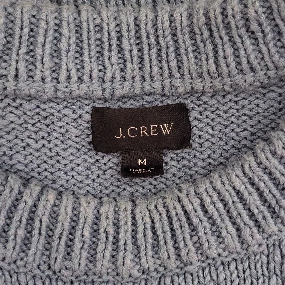 J Crew Mens Medium Linen Blend‎ Sweater Open Knit Accents Heavyweight Crew Neck
